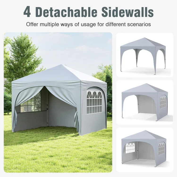 Hivvago 10 X 10 FT Pop up Canopy Tent with 4 Removable Sidewall