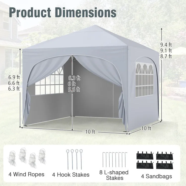 Hivvago 10 X 10 FT Pop up Canopy Tent with 4 Removable Sidewall