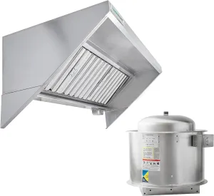 HOODMART UL/NSF 10' Concession Trailer Hood System with FIRE SUPPRESSION for Food Truck | Commercial Range Hood with Exhaust Fan | Stainless Steel Kitchen Equipment with Install Kit Included