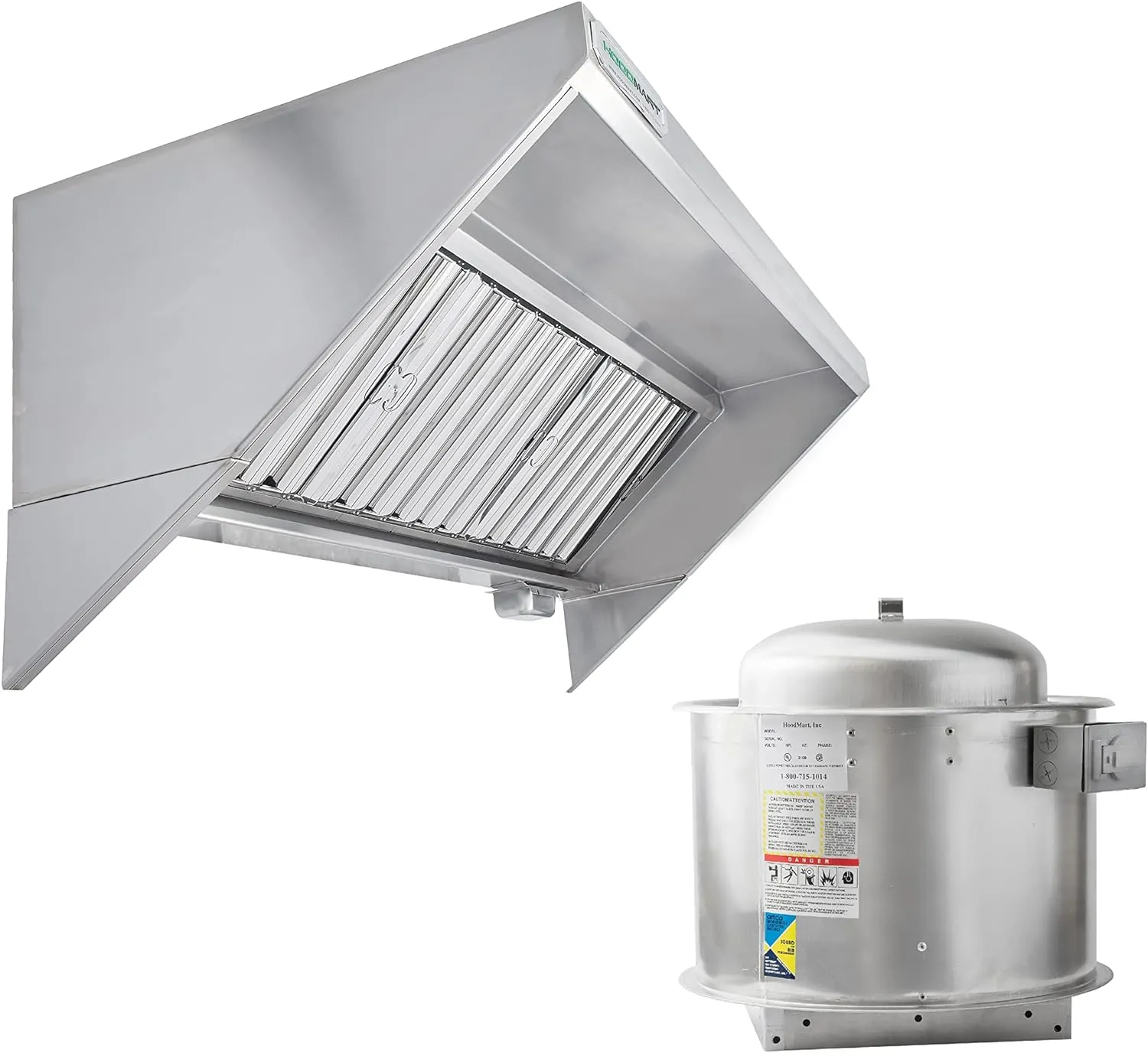 HOODMART UL/NSF 10' Concession Trailer Hood System with FIRE SUPPRESSION for Food Truck | Commercial Range Hood with Exhaust Fan | Stainless Steel Kitchen Equipment with Install Kit Included