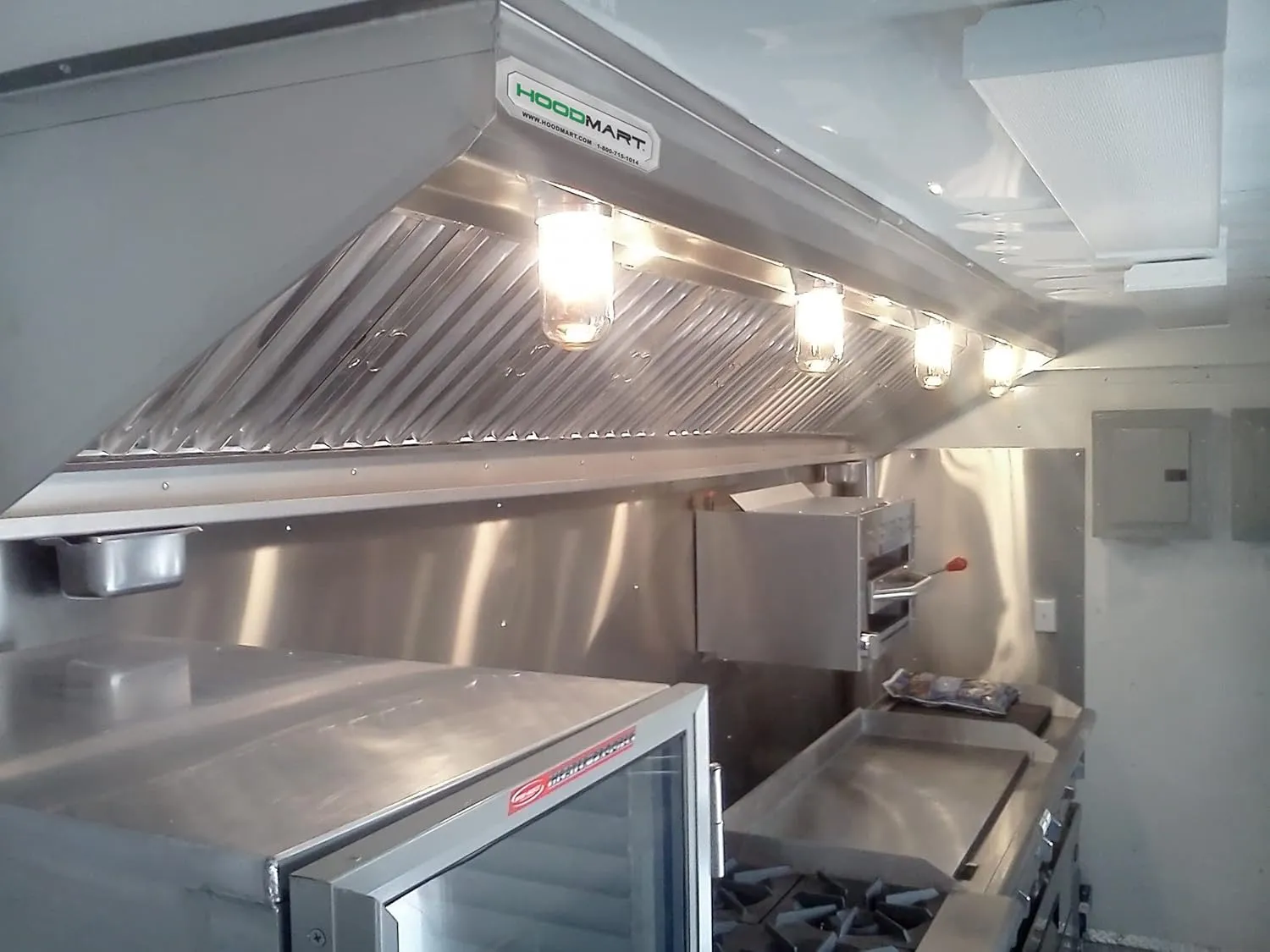 HOODMART UL/NSF 7' Concession Trailer Hood System with FIRE SUPPRESSION for Food Truck | Commercial Range Hood with Exhaust Fan | Stainless Steel Kitchen Equipment with Install Kit Included