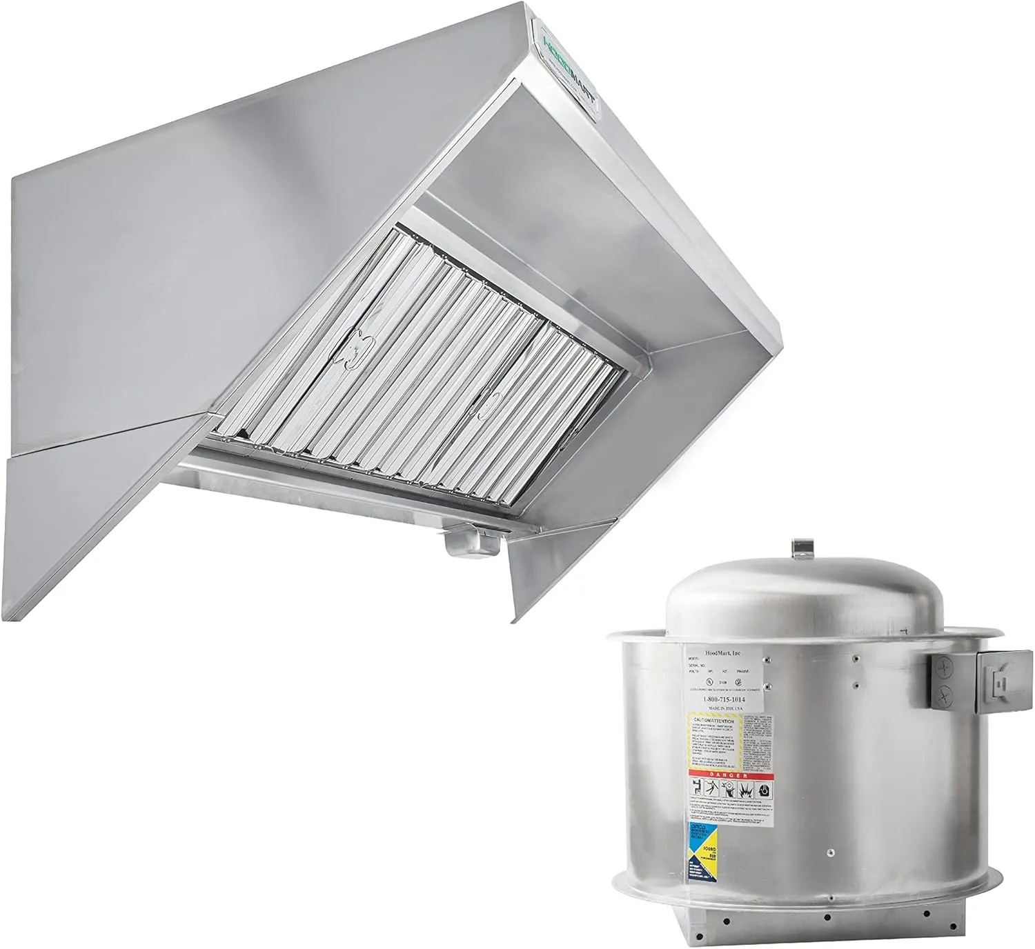 HOODMART UL/NSF 7' Concession Trailer Hood System with FIRE SUPPRESSION for Food Truck | Commercial Range Hood with Exhaust Fan | Stainless Steel Kitchen Equipment with Install Kit Included
