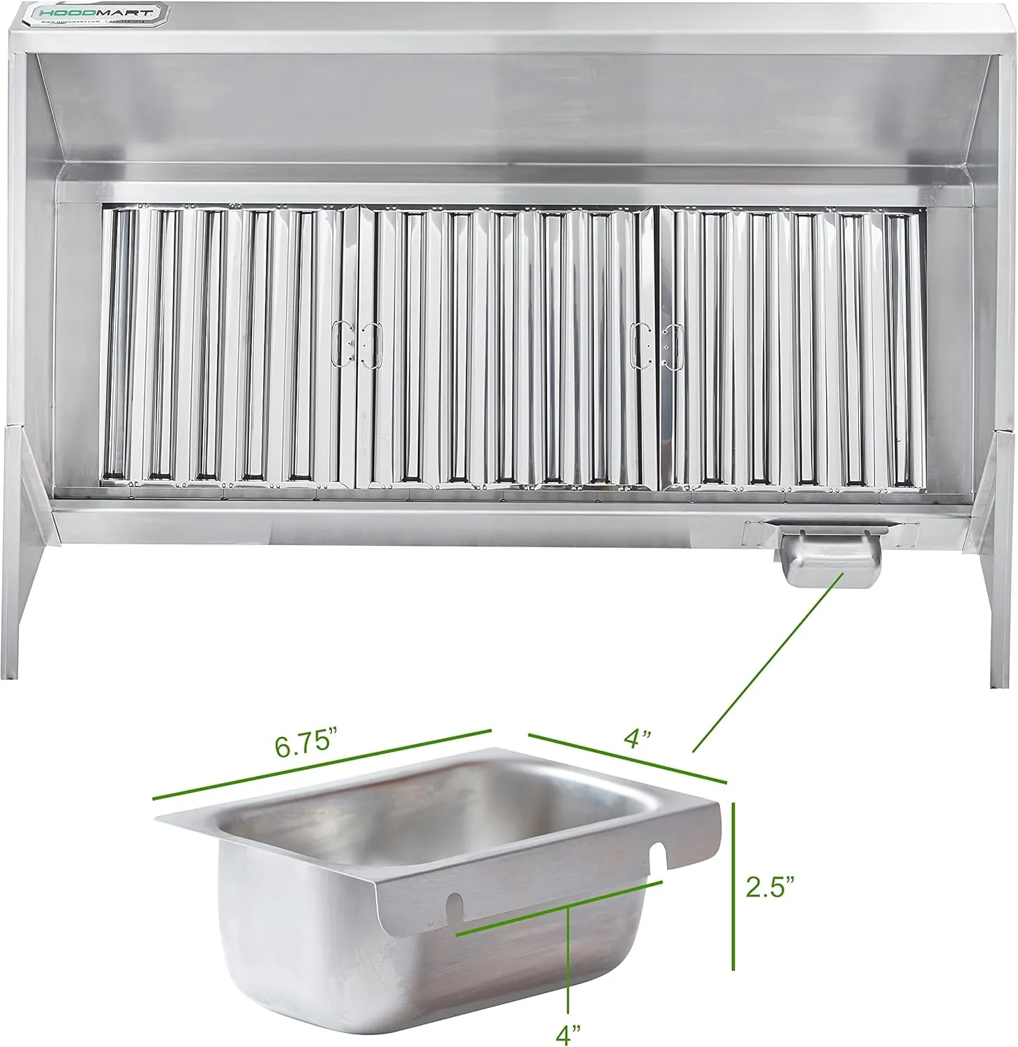 HOODMART UL/NSF 7' Concession Trailer Hood System with FIRE SUPPRESSION for Food Truck | Commercial Range Hood with Exhaust Fan | Stainless Steel Kitchen Equipment with Install Kit Included