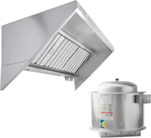 HOODMART UL/NSF 7' Concession Trailer Hood System with FIRE SUPPRESSION for Food Truck | Commercial Range Hood with Exhaust Fan | Stainless Steel Kitchen Equipment with Install Kit Included