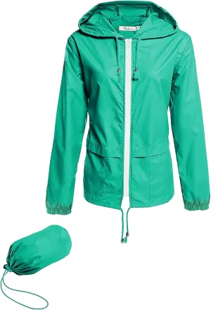 Hount Women's Lightweight Hooded Raincoat Waterproof Packable Active Outdoor Rain Jacket (S-3XL)