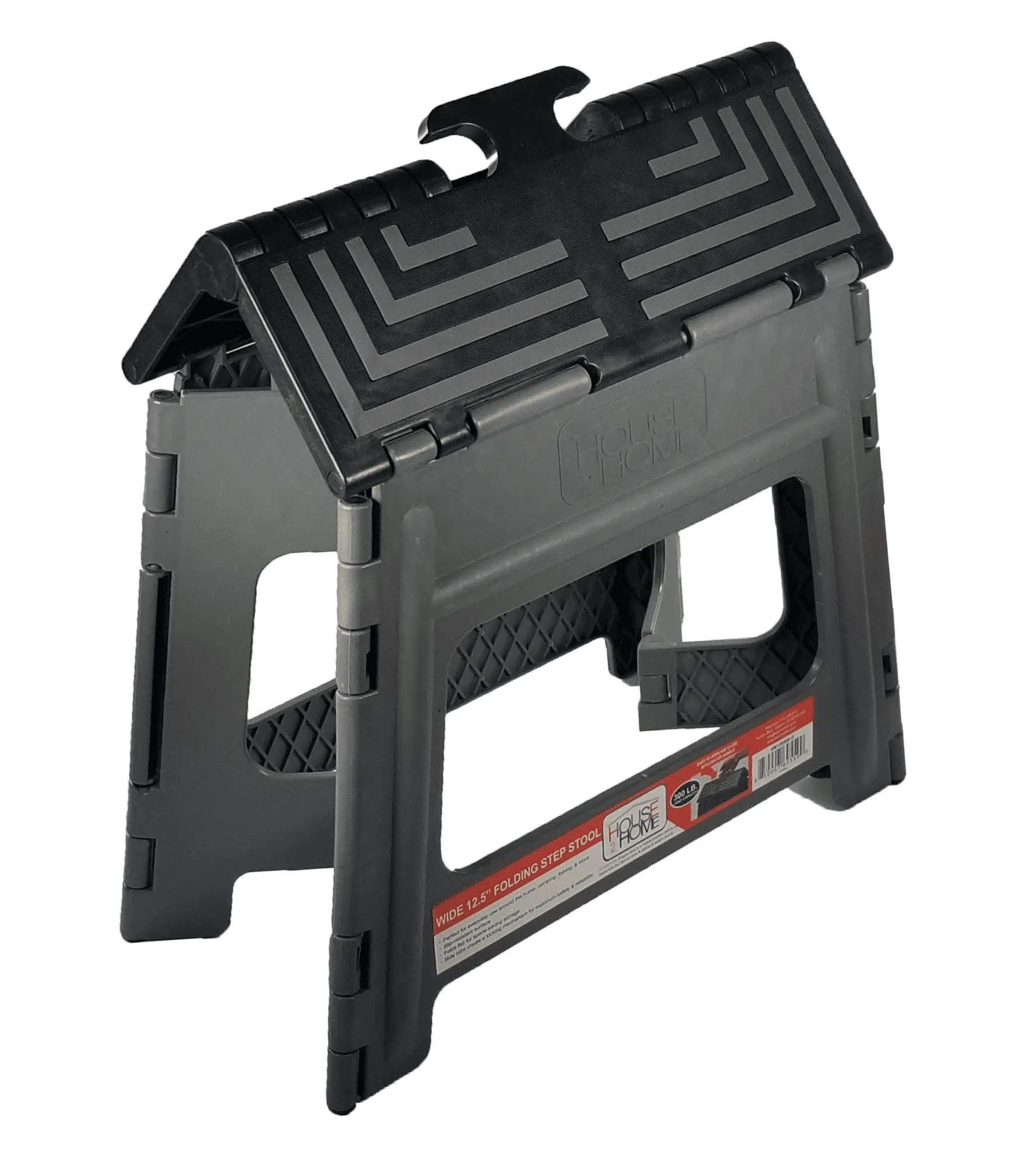 House 2 Home, Wide 12.5" Plastic 1 Step Folding Step Stool Gray