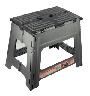 House 2 Home, Wide 12.5" Plastic 1 Step Folding Step Stool Gray