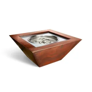 HPC Sierra Smooth Copper Gas Fire Bowl with Burner - 36" Square