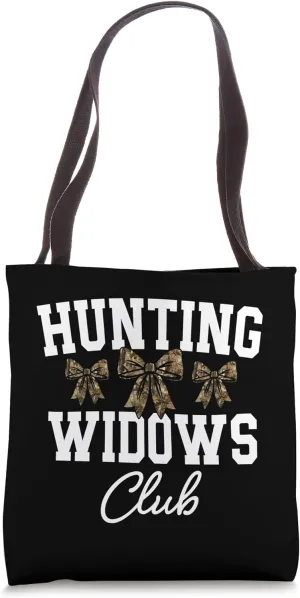 Hunting Widows Club, Funny Deer Hunting Wife, Camo Bow Tote Bag
