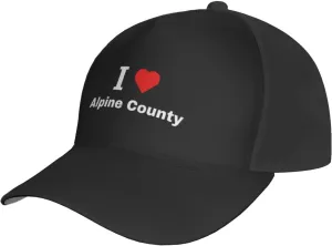 I Love Alpine County Baseball Cap for Men Women Classic Low Profile Golf Dad Hats Adjustable Trucker Hat Black