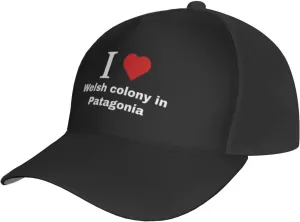 I Love Welsh Colony in Patagonia Baseball Cap for Men Women Classic Low Profile Golf Dad Hats Adjustable Trucker Hat Black