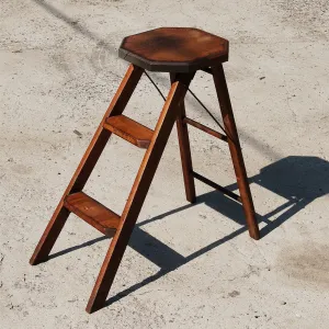 Industrial 19th Century Folding Step Ladder / Stool