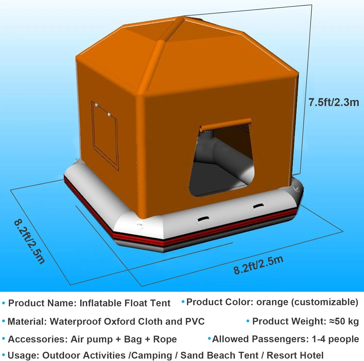 Inflatable Floating Tent with Pump, Easy Setup Camping Tent, Fishing Raft Boat for Pool Lake Calm Waters