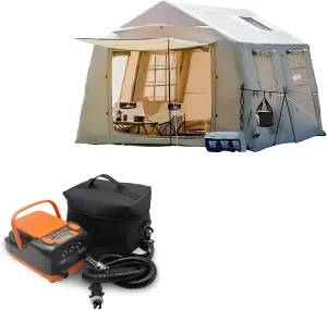 Inflatable Tent for Camping, Easy Set-Up with Hand Pump, Portable 4 Season Blow Up Tent, in 420D Waterproof Oxford, Outdoor Use for 6/8 Person（Charge Pump）