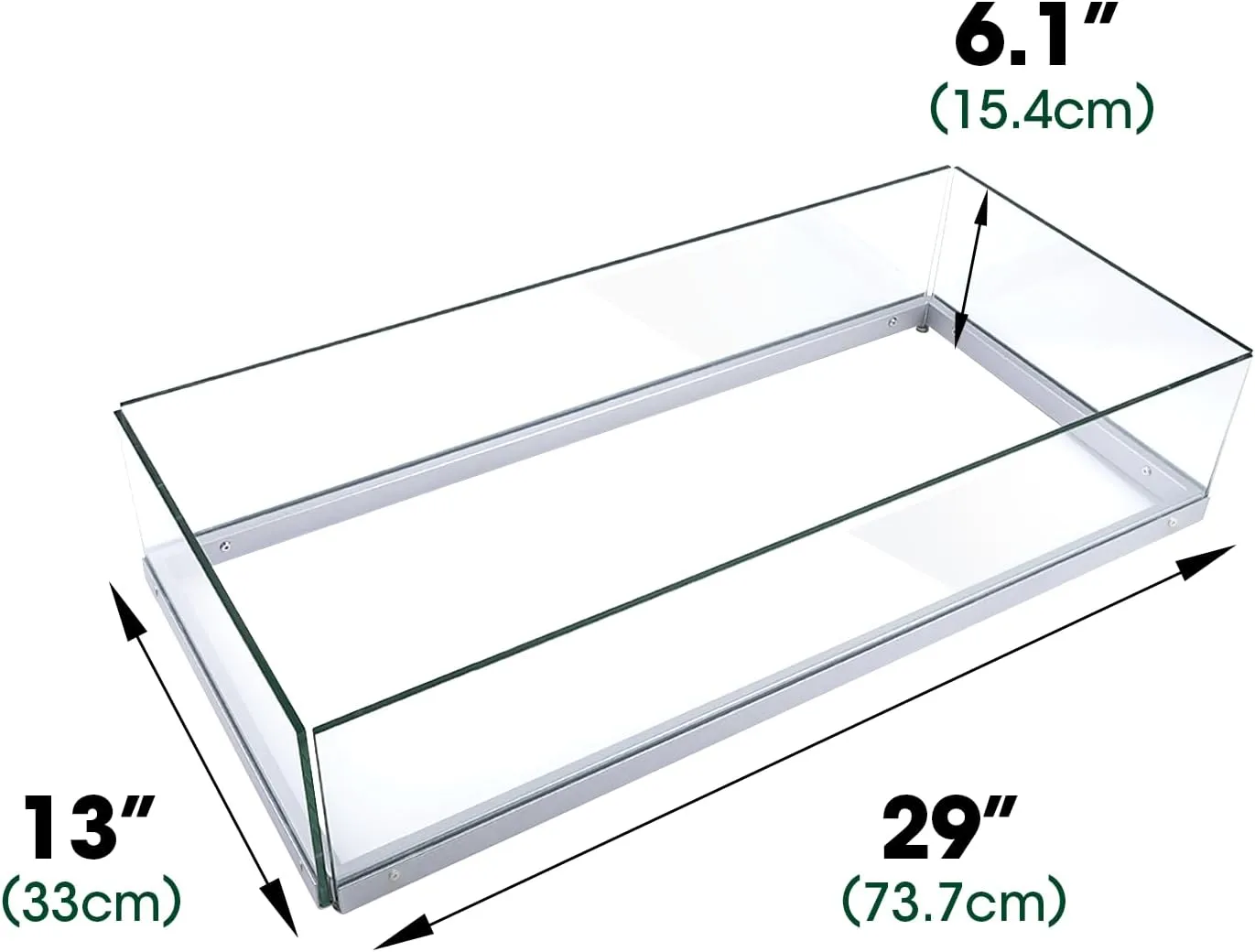J JACKCUBE DESIGN Fire Pit Wind Guard 13 x 29 x 6.1 Inch Tempered Glass Shield Thick Rectangle Flame Protective Shield Pane Wind Resistance for Outdoor Gas Fire Pits- MK1303B1