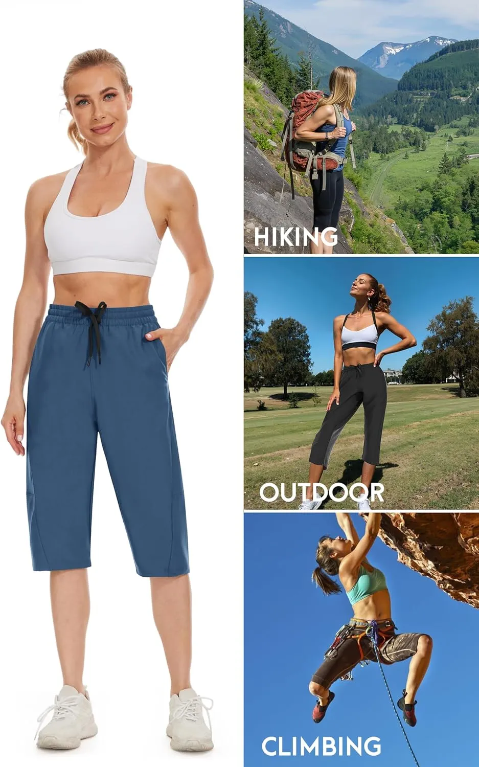 JENEARY Women‘s 15" Long Shorts Below The Knee Hiking Capris UPF50  Quick Dry Bermuda Shorts