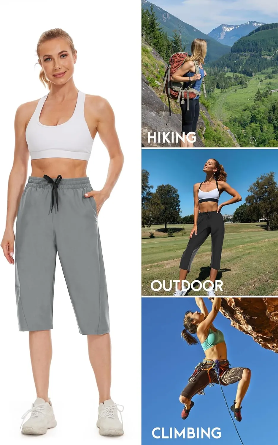 JENEARY Women‘s 15" Long Shorts Below The Knee Hiking Capris UPF50  Quick Dry Bermuda Shorts