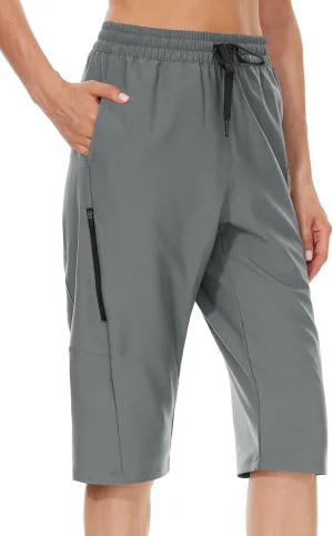 JENEARY Women‘s 15" Long Shorts Below The Knee Hiking Capris UPF50  Quick Dry Bermuda Shorts