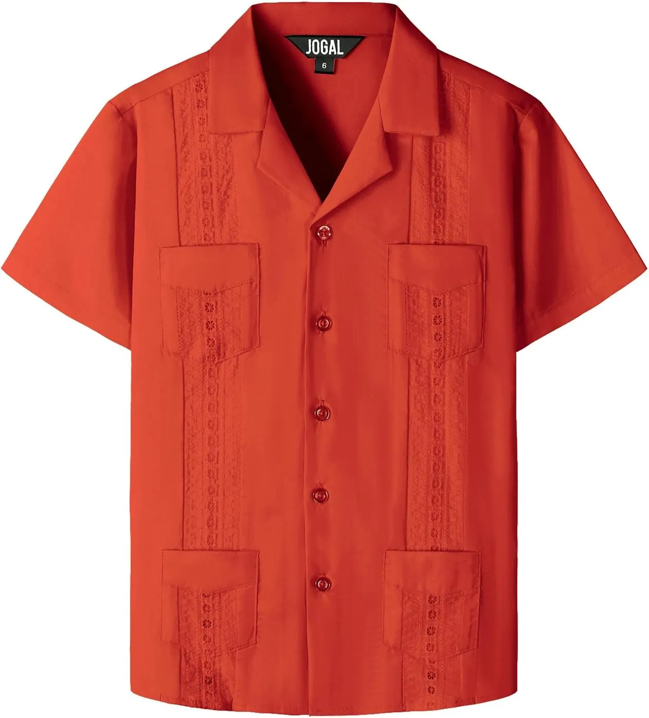 JOGAL Boys Guayabera Shirts Cuban Short Sleeve Casual Button Down Beach Shirt