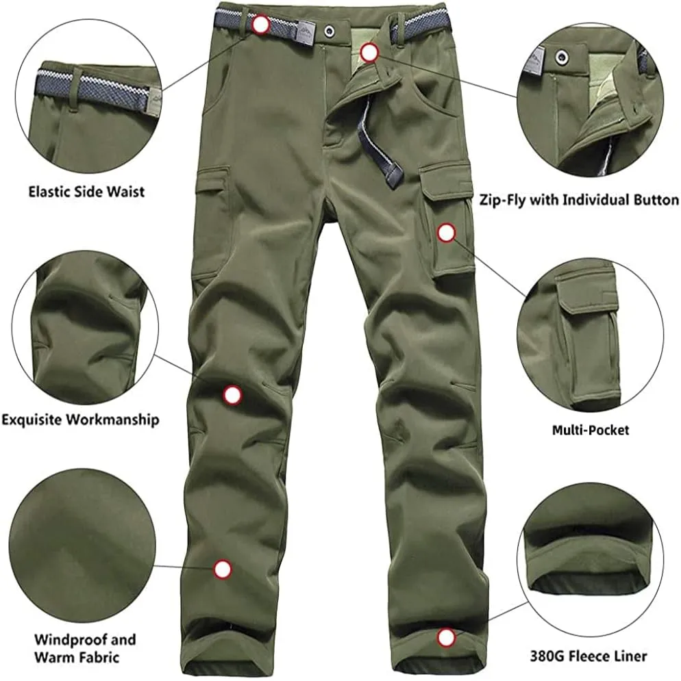 JOMLUN Women's Outdoor Hiking Pants Fleece Slim Soft Shell Snow Ski Pants Waterproof Windproof Winter