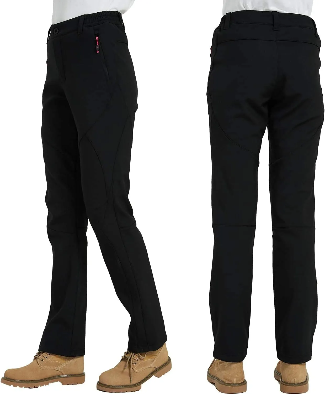 JOMLUN Women's Softshell Pants Fleece Lined Hiking Insulated Outdoor Ski Pants Waterproof Warm Trouser Winter