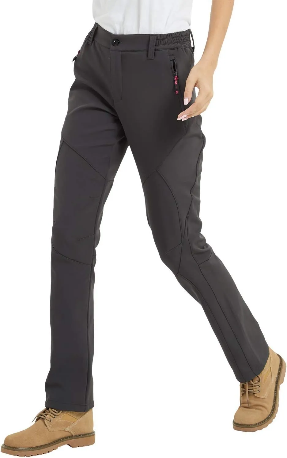 JOMLUN Women's Softshell Pants Fleece Lined Hiking Insulated Outdoor Ski Pants Waterproof Warm Trouser Winter