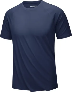 KEFITEVD Men‘s UPF 80  Swim Shirts Short Sleeve UV SPF Shirts Quick Dry Rashguard Sun Shirts Lightweight Workout T-Shirts