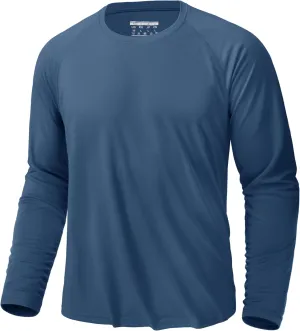KEFITEVD Men's UV Sun Protection UPF 50  Shirts Long Sleeve Rash Guard Workout Quick Dry Shirt for Hiking Fishing Swimming