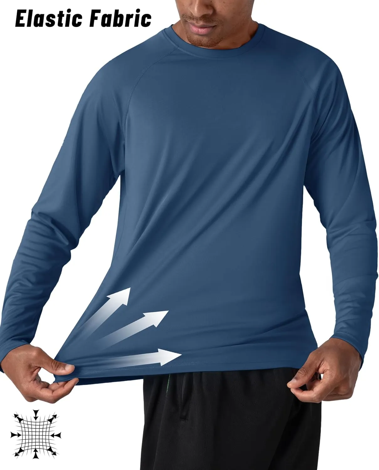 KEFITEVD Men's UV Sun Protection UPF 50  Shirts Long Sleeve Rash Guard Workout Quick Dry Shirt for Hiking Fishing Swimming