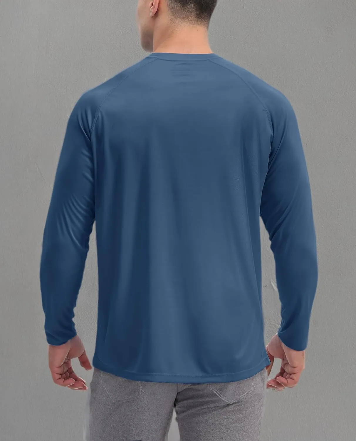 KEFITEVD Men's UV Sun Protection UPF 50  Shirts Long Sleeve Rash Guard Workout Quick Dry Shirt for Hiking Fishing Swimming