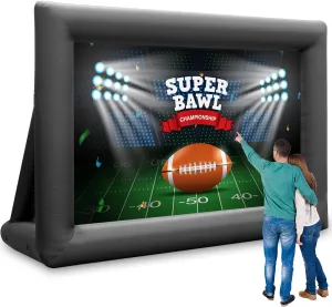 KHOMO GEAR 16 ft Outdoor Projector Screen with Built-in Blower - Supports Front and Rear Projection - Includes Tie-Downs and Storage Bag - Inflatable Projector Screen