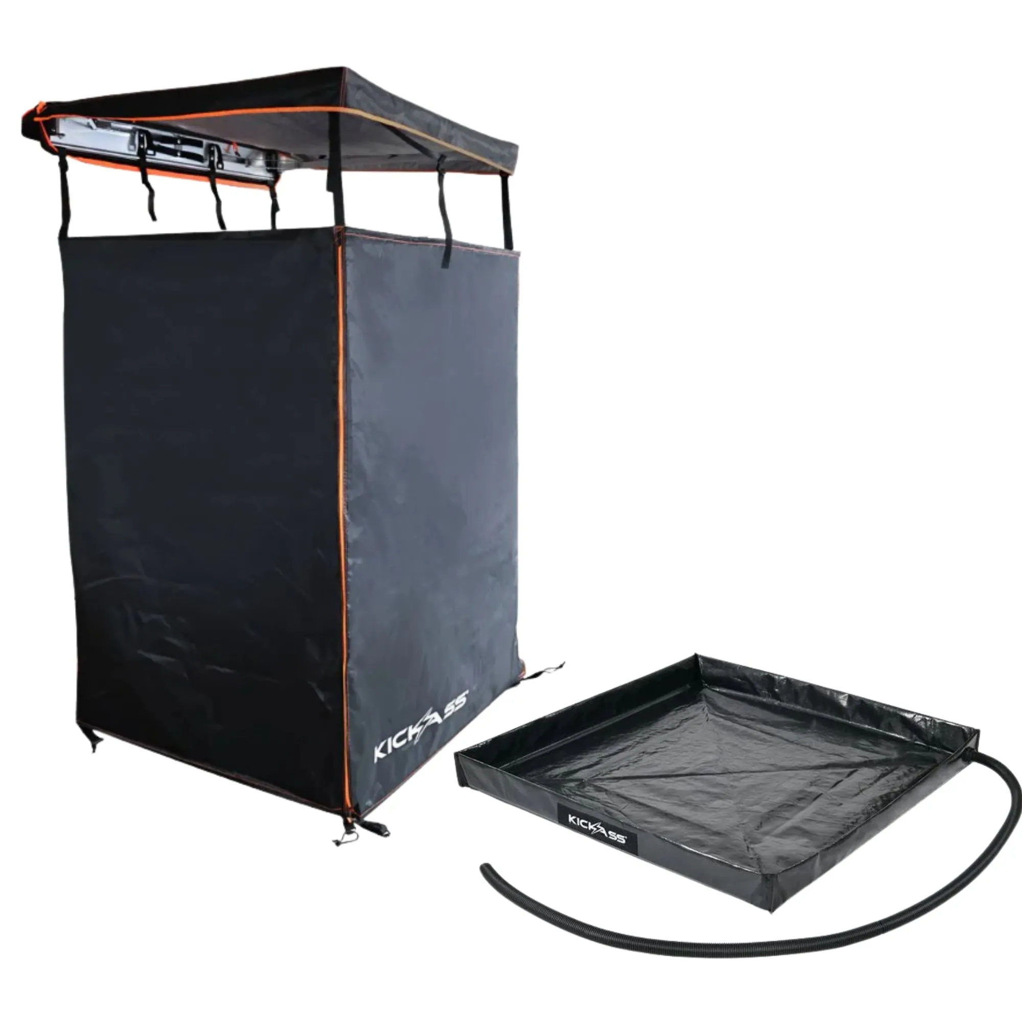 KickAss Black & Orange Shower Tent and Shower Awning Base Bundle
