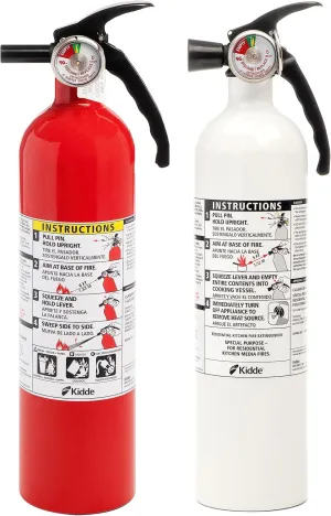 Kidde Kitchen Fire Extinguishers for Home & Office Use, 2 Pack: One 1-A:10-B:C and One Specialty Kitchen Extinguisher, Wall Mount & Strap Brackets Included