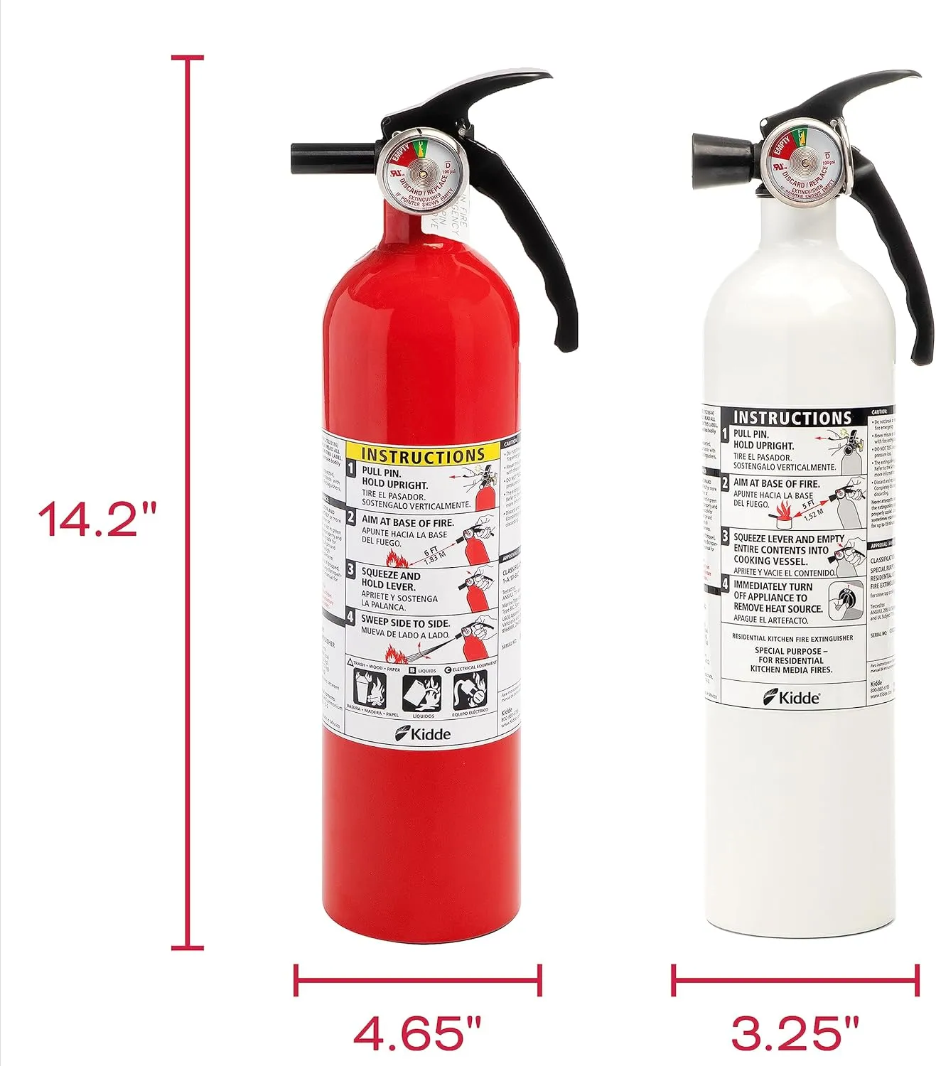 Kidde Kitchen Fire Extinguishers for Home & Office Use, 2 Pack: One 1-A:10-B:C and One Specialty Kitchen Extinguisher, Wall Mount & Strap Brackets Included