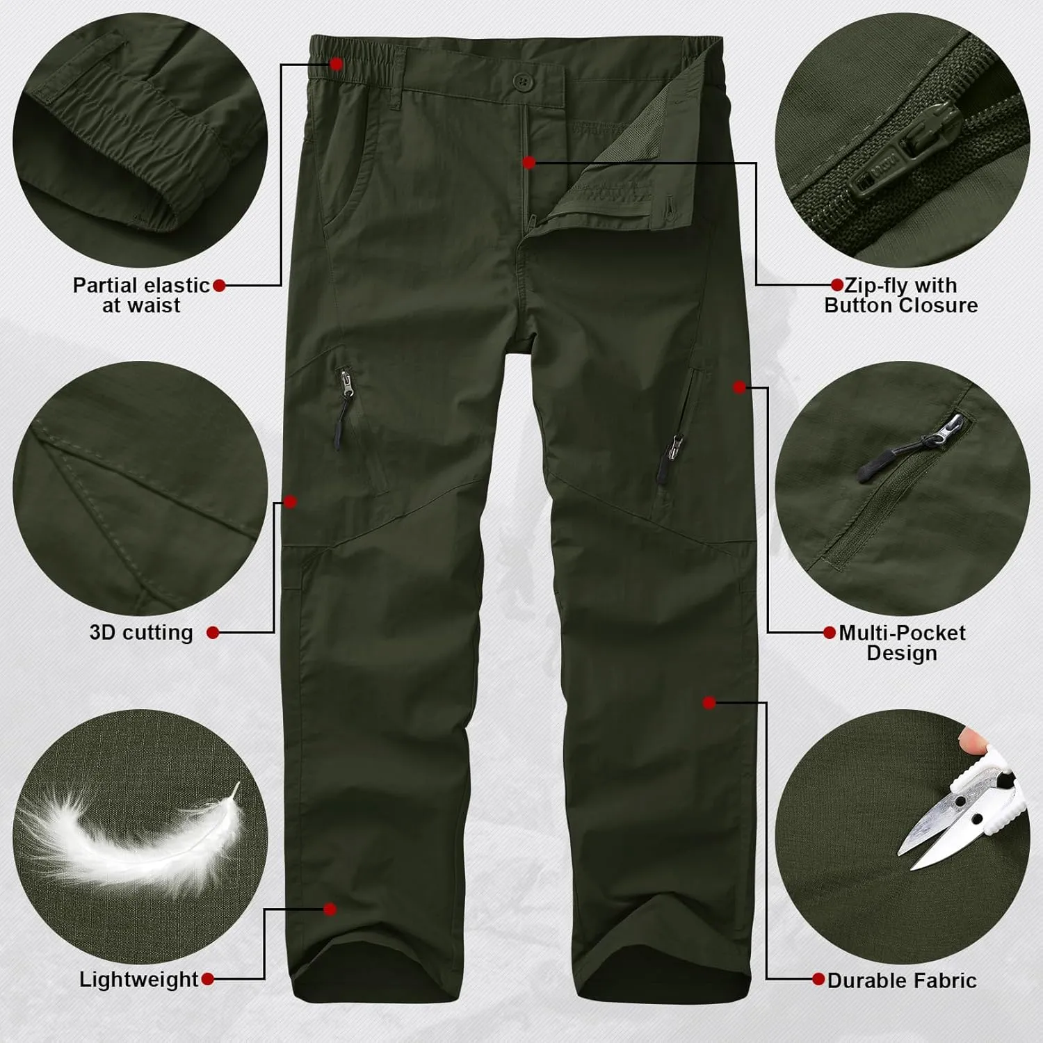 Kids' Cargo Pants, Youth Boys' Hiking Casual Outdoor Quick Dry Boy Scout Pants