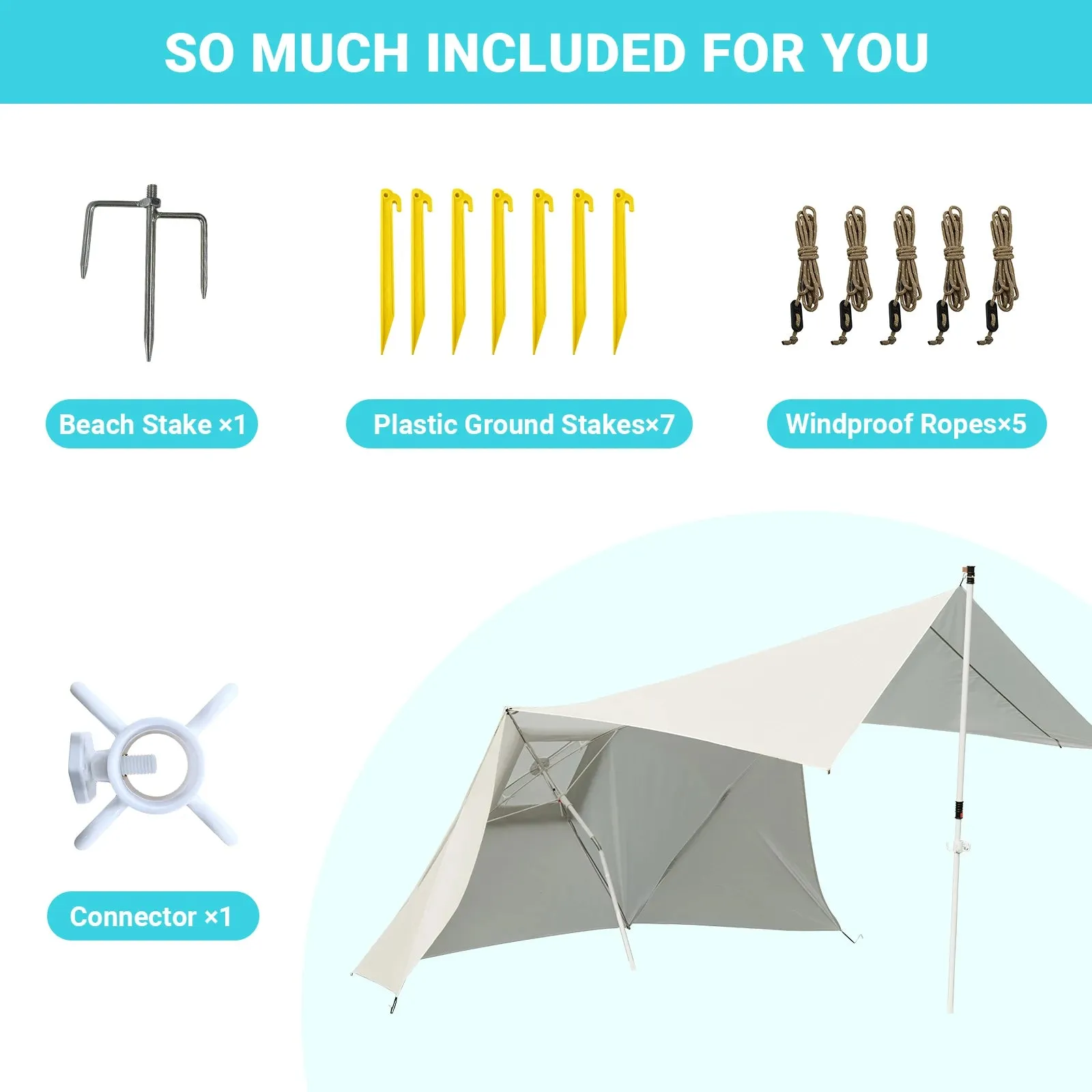 King Camp Beach Umbrella Tent Sun Shelter for Outdoor Camping and Fishing