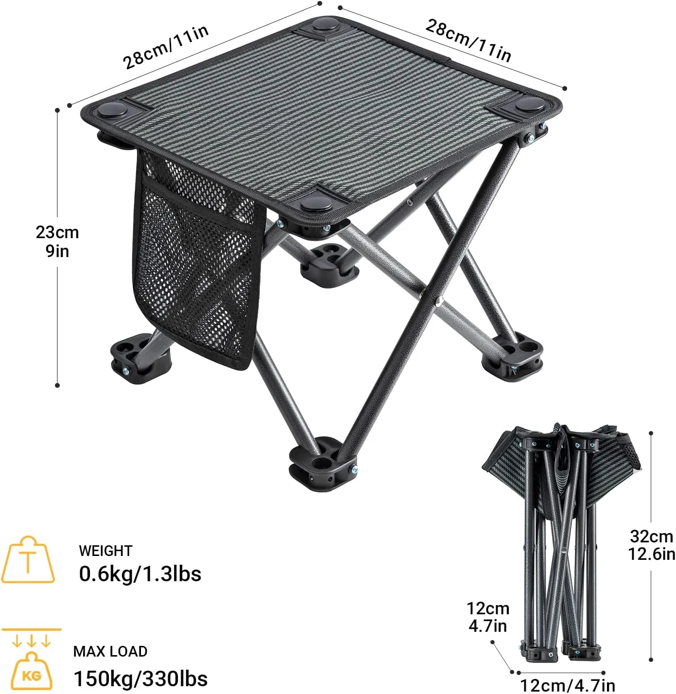 KingCamp Camping Stool Small Protable Folding Stool Mini Lightweight Backpacking Slacker Chair for Outdoor Camping Hiking Fishing Traveling Picnic