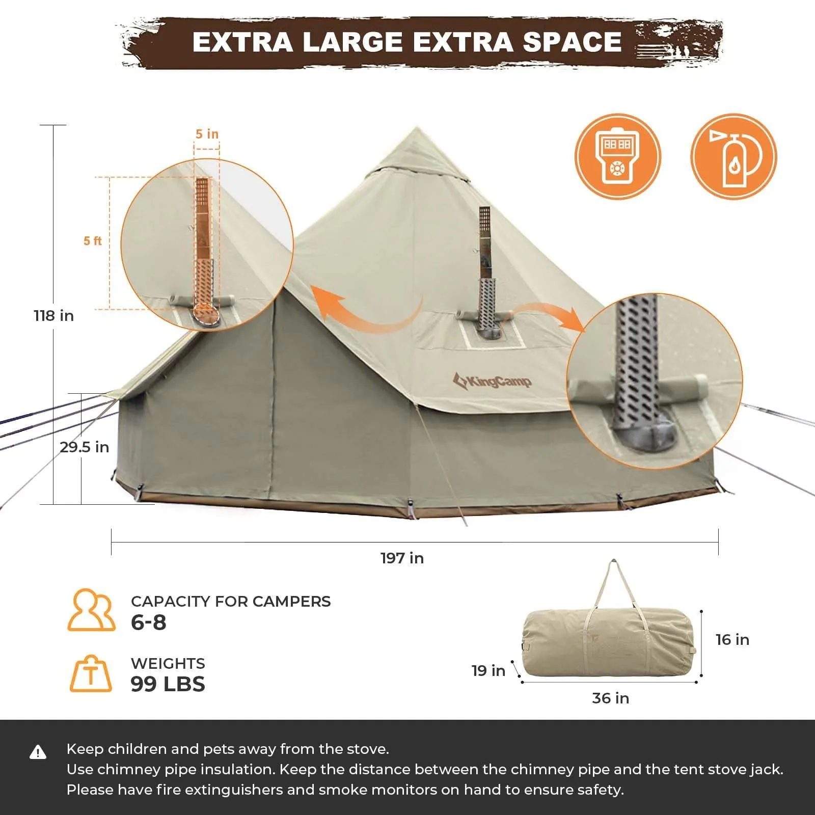 KingCamp KHAN 500 4 Season Camping Hot Tent