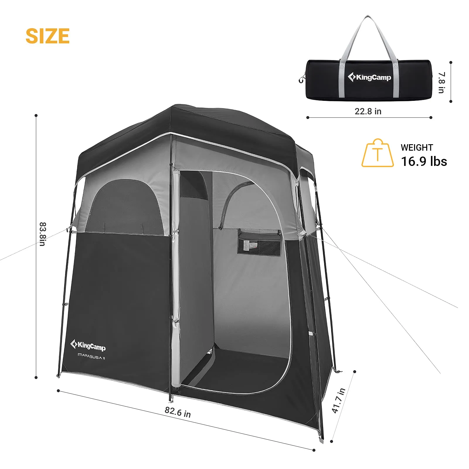 KingCamp MARASUSA Oversize Camping Shower Tent 1/2 Room Outdoor Toilet Tent