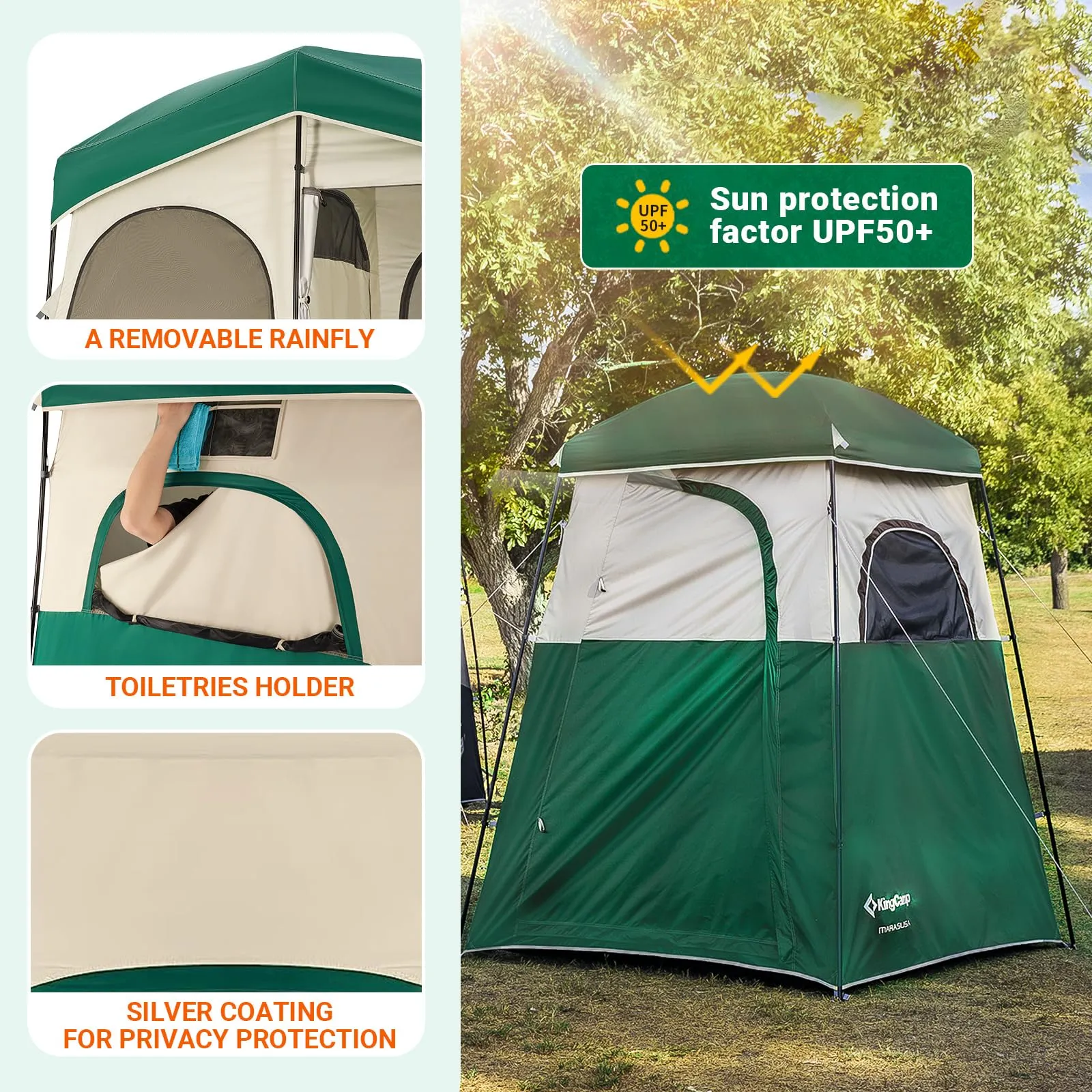 KingCamp MARASUSA Oversize Camping Shower Tent 1/2 Room Outdoor Toilet Tent