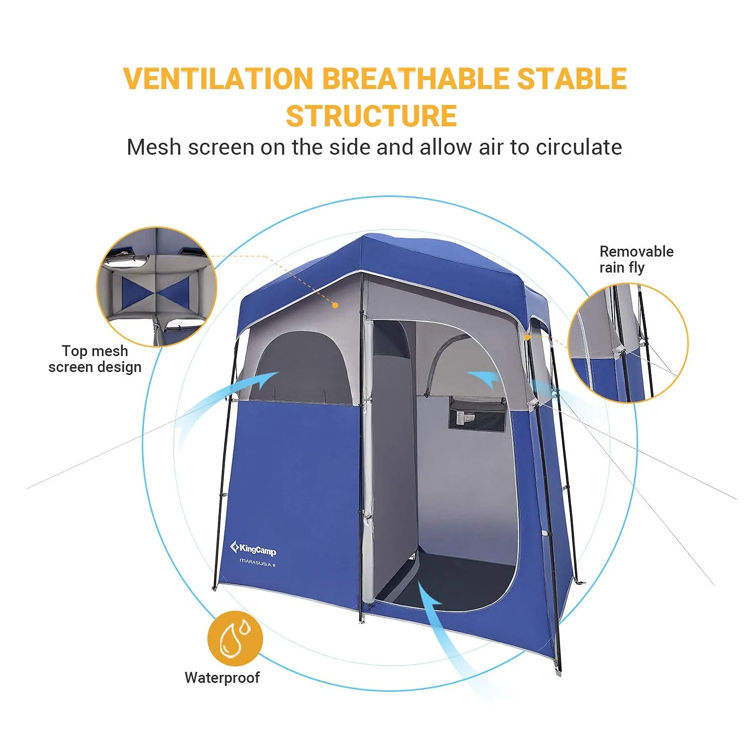 KingCamp MARASUSA Oversize Camping Shower Tent 1/2 Room Outdoor Toilet Tent