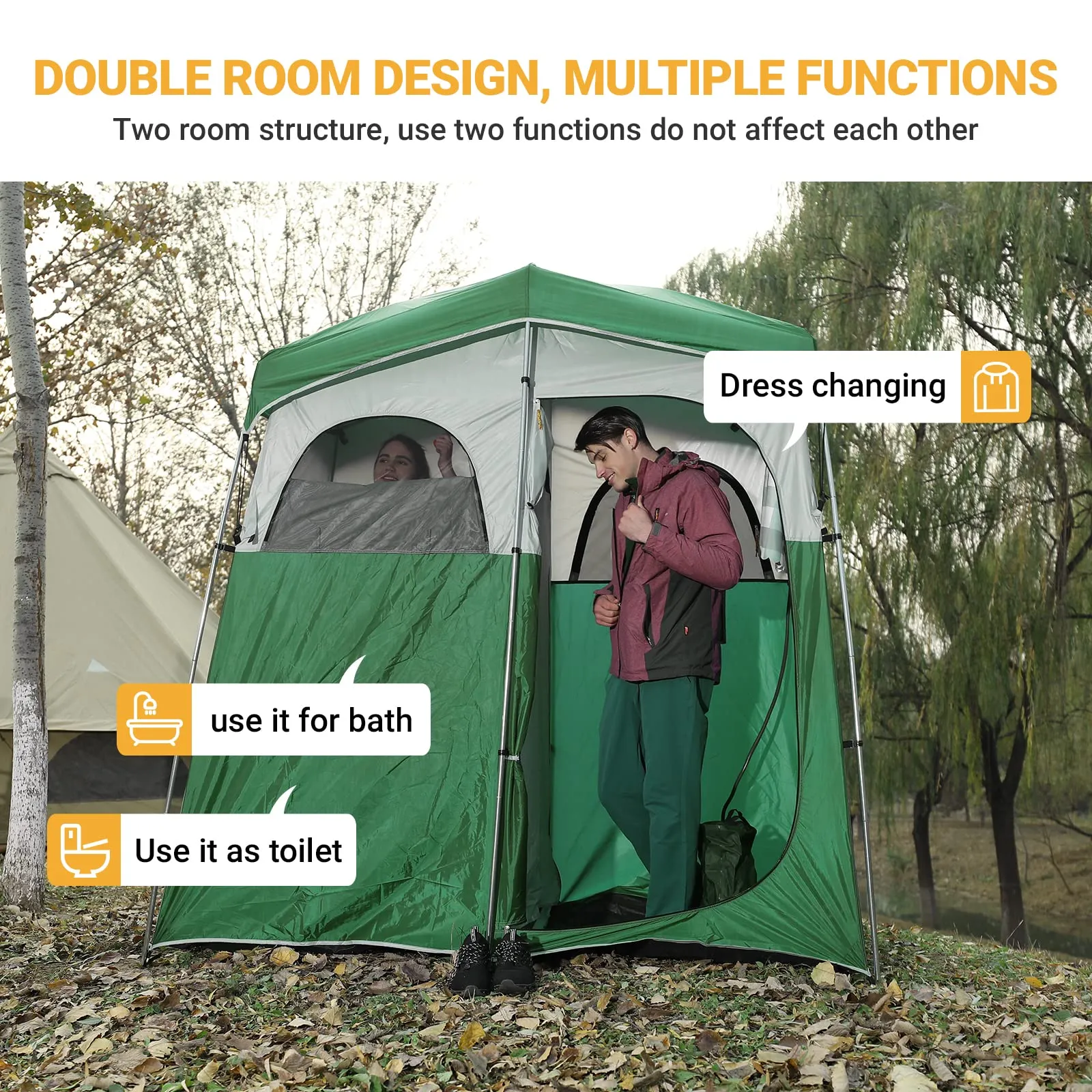KingCamp MARASUSA Oversize Camping Shower Tent 1/2 Room Outdoor Toilet Tent