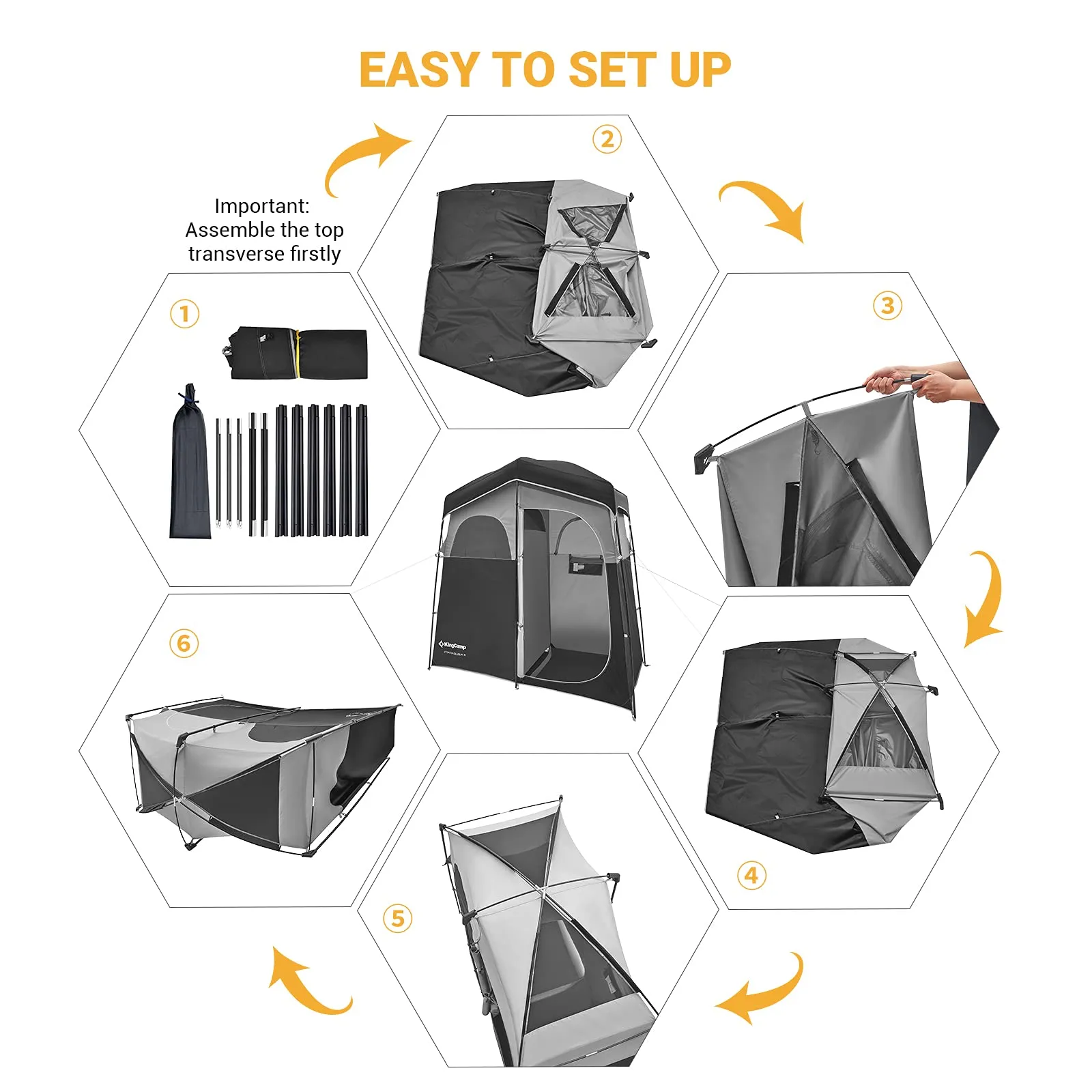 KingCamp MARASUSA Oversize Camping Shower Tent 1/2 Room Outdoor Toilet Tent