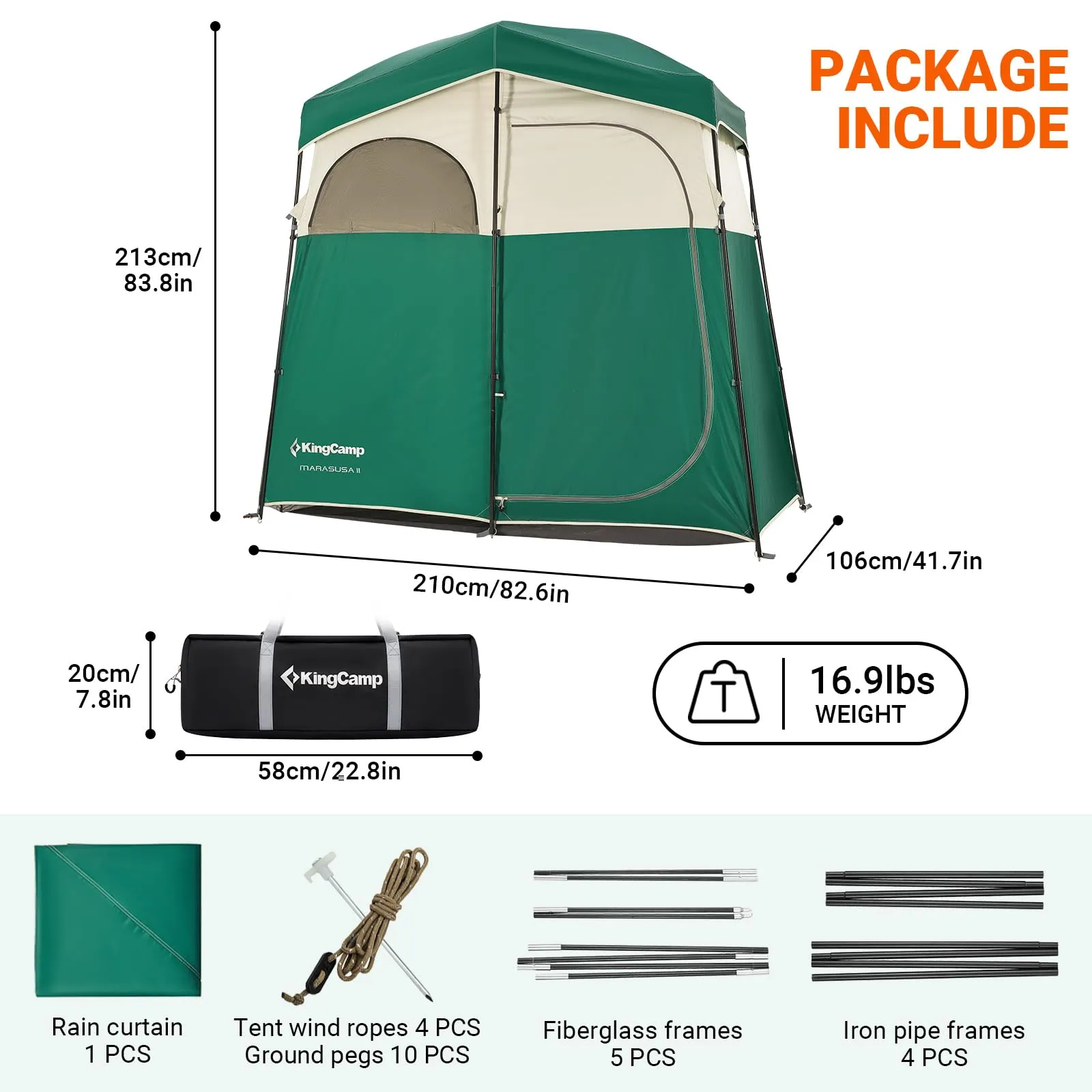 KingCamp MARASUSA Oversize Camping Shower Tent 1/2 Room Outdoor Toilet Tent