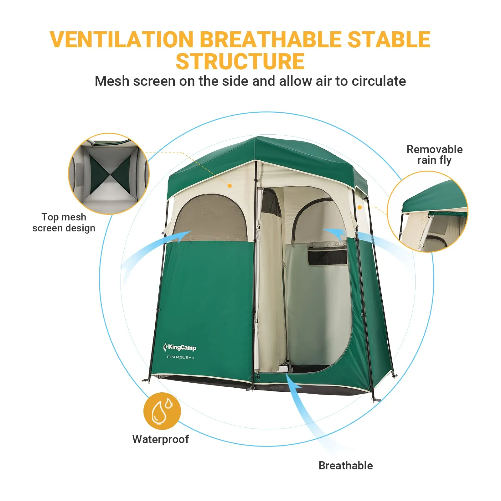 KingCamp MARASUSA Oversize Camping Shower Tent 1/2 Room Outdoor Toilet Tent