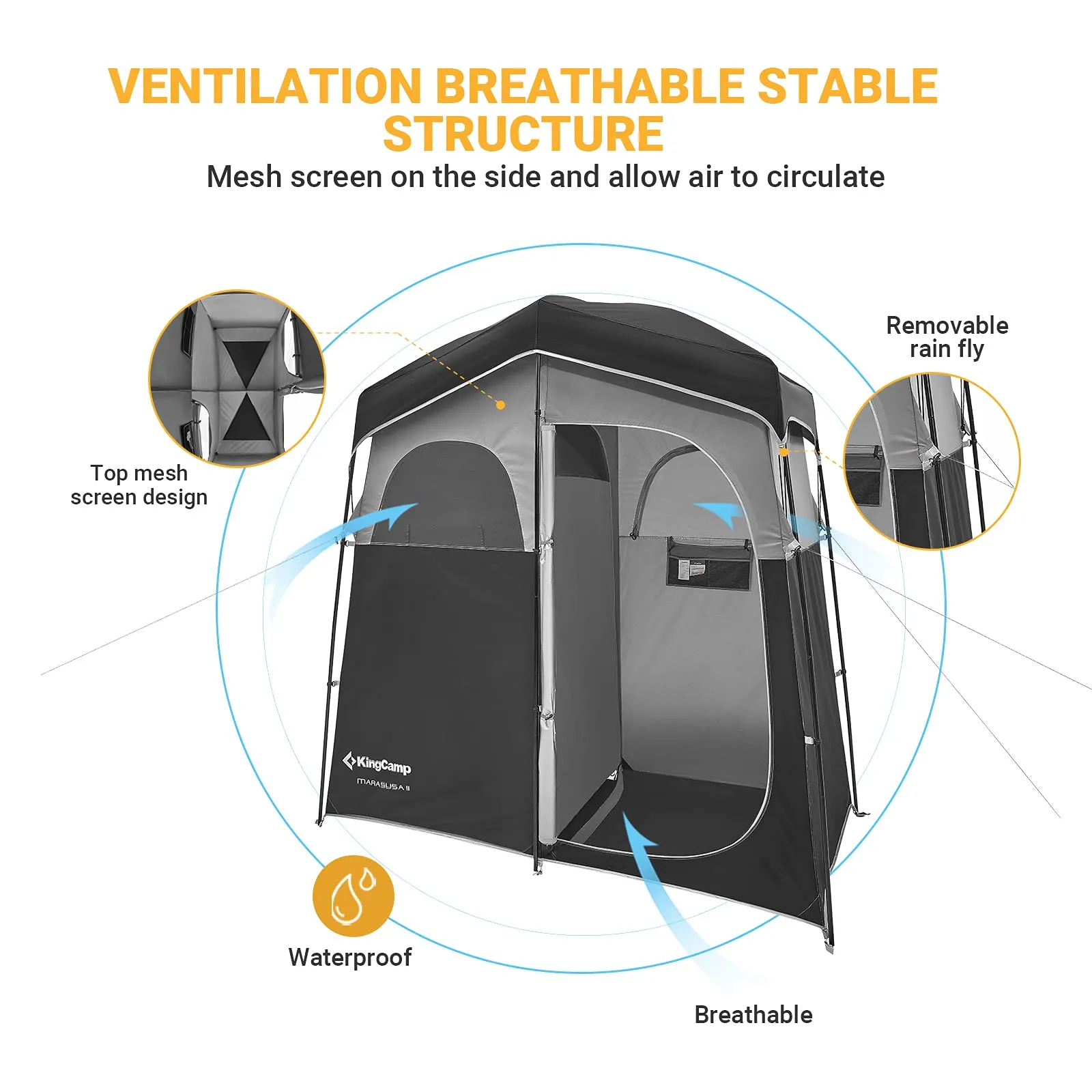 KingCamp MARASUSA Oversize Camping Shower Tent 1/2 Room Outdoor Toilet Tent