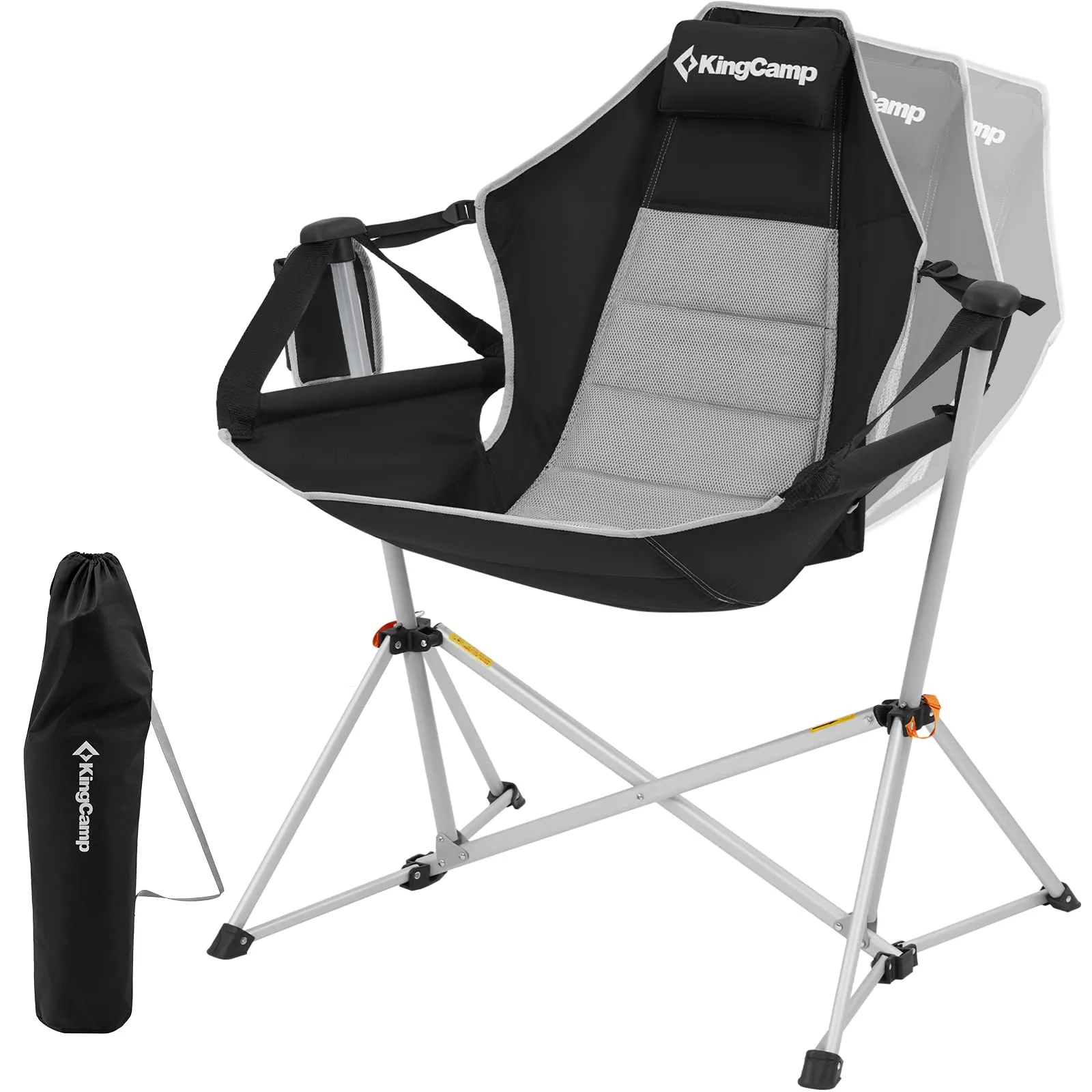 KingCamp Portable Swing Recliner Chair   Padded Camping Footrest Bundle