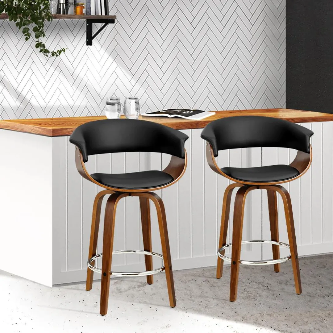Kleta Swivel PU Leather Bar Stool