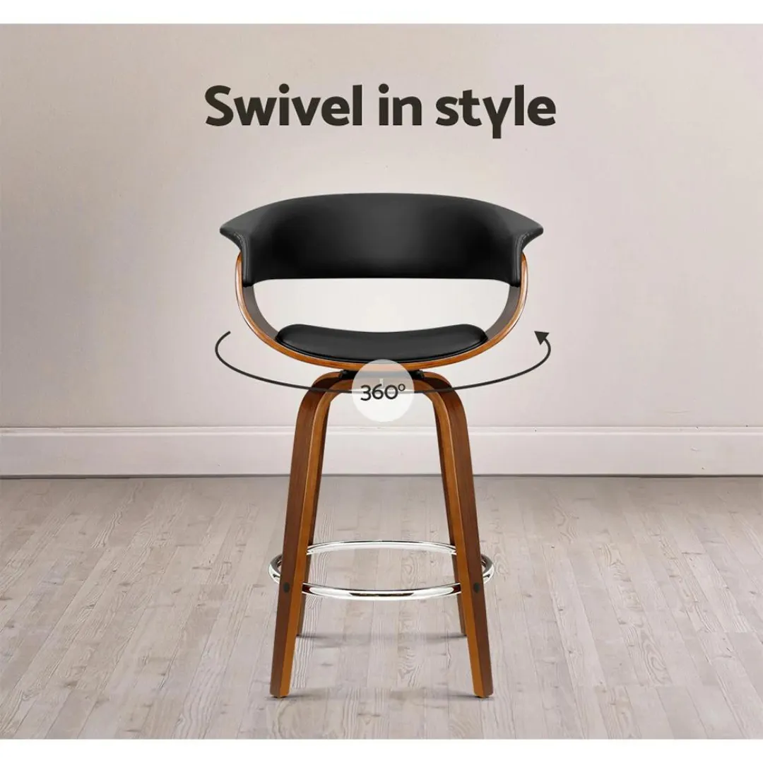 Kleta Swivel PU Leather Bar Stool