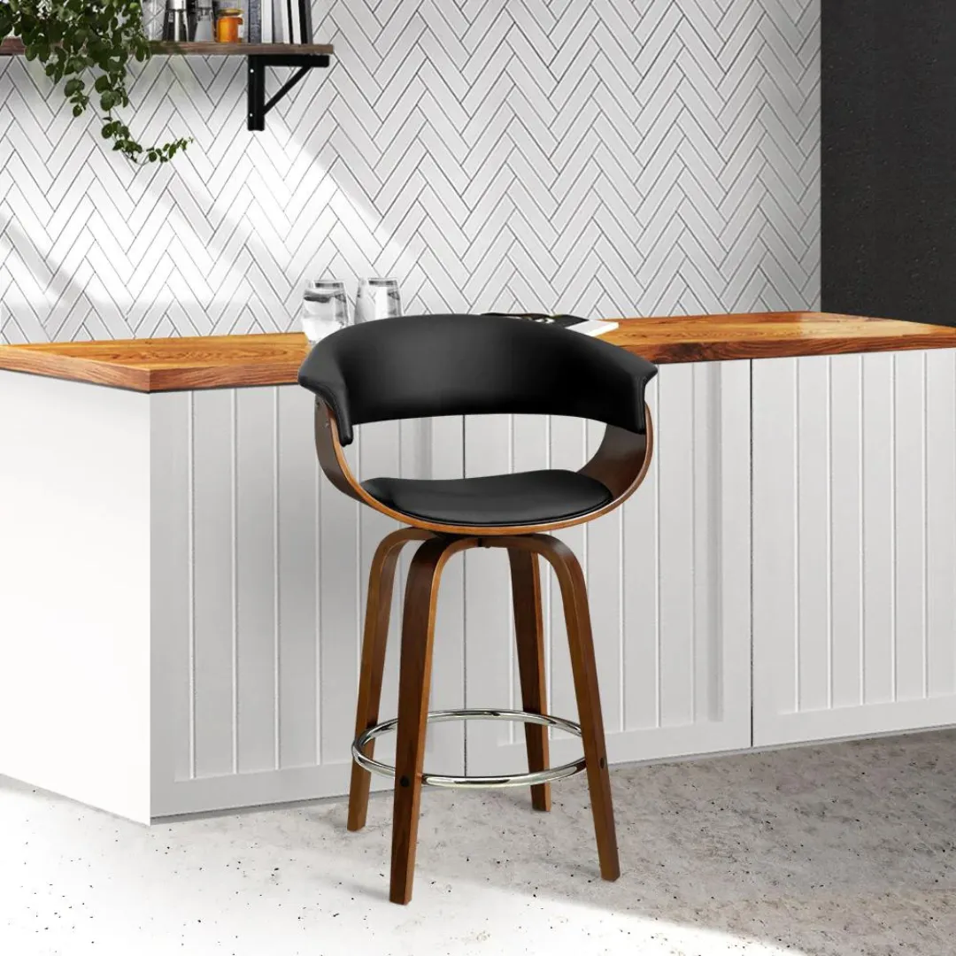 Kleta Swivel PU Leather Bar Stool